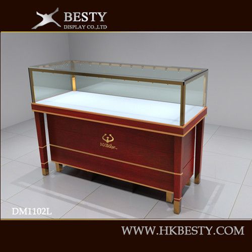 High end quality jewelry glass display showcase with LED