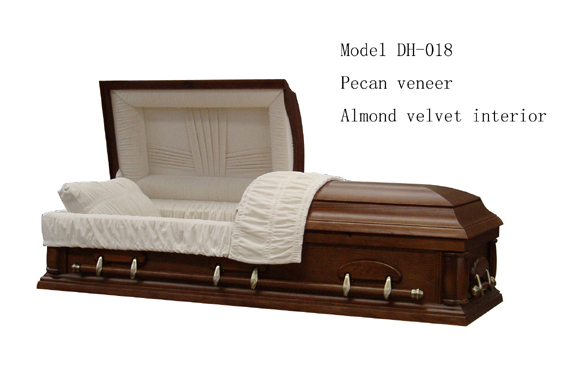 Pecan veneer casket