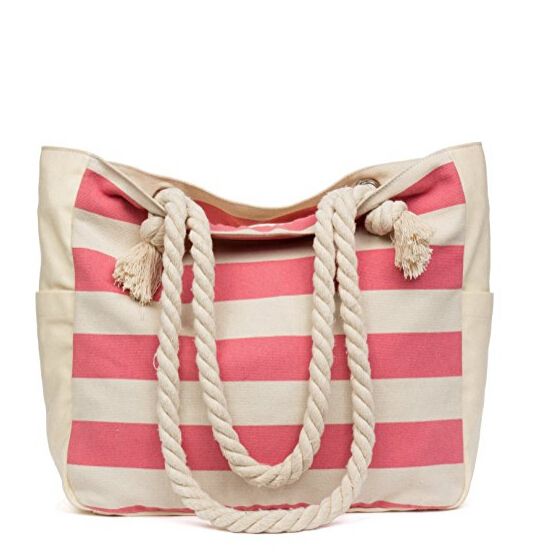 large  beach travel tote bag canvas shoulder bag with cotton rope handle