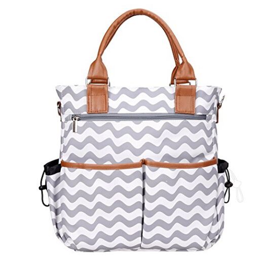 full printed canvas diaper bag with long shoulder and many pockets