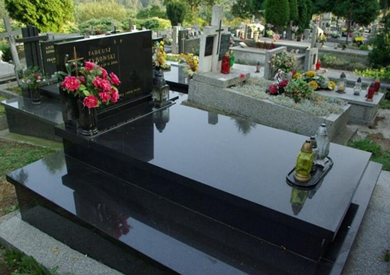 black granite tombstone