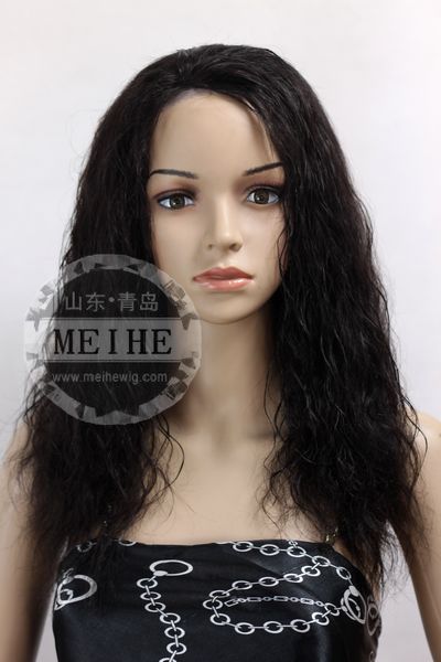 Medium density loosen curl 16 inch 2# remy hair full lace wig