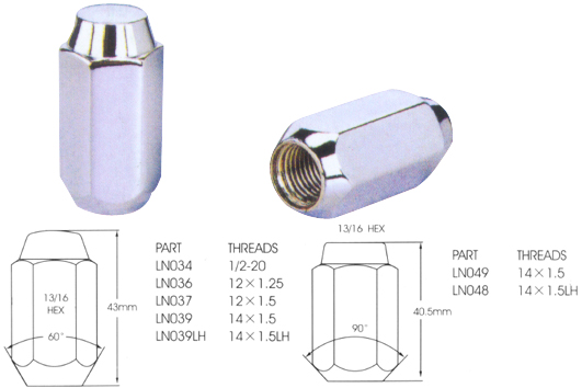 auto parts or car parts series of nut, bolt and wheel lock