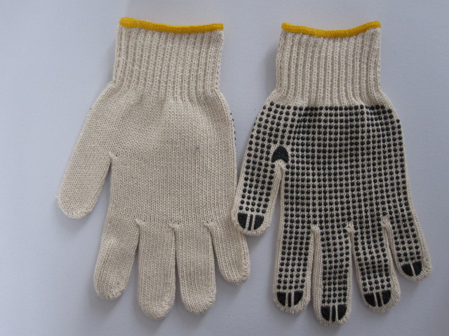 white cotton glove pvc dots