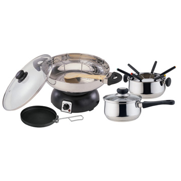 Electrical Stainless Steel Wok And Fondue Set KL12-51B