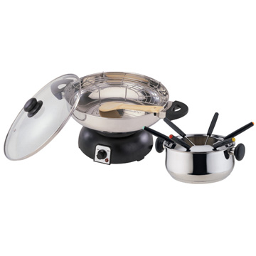 Electrical Stainless Steel Wok And Fondue Set KL12-51B