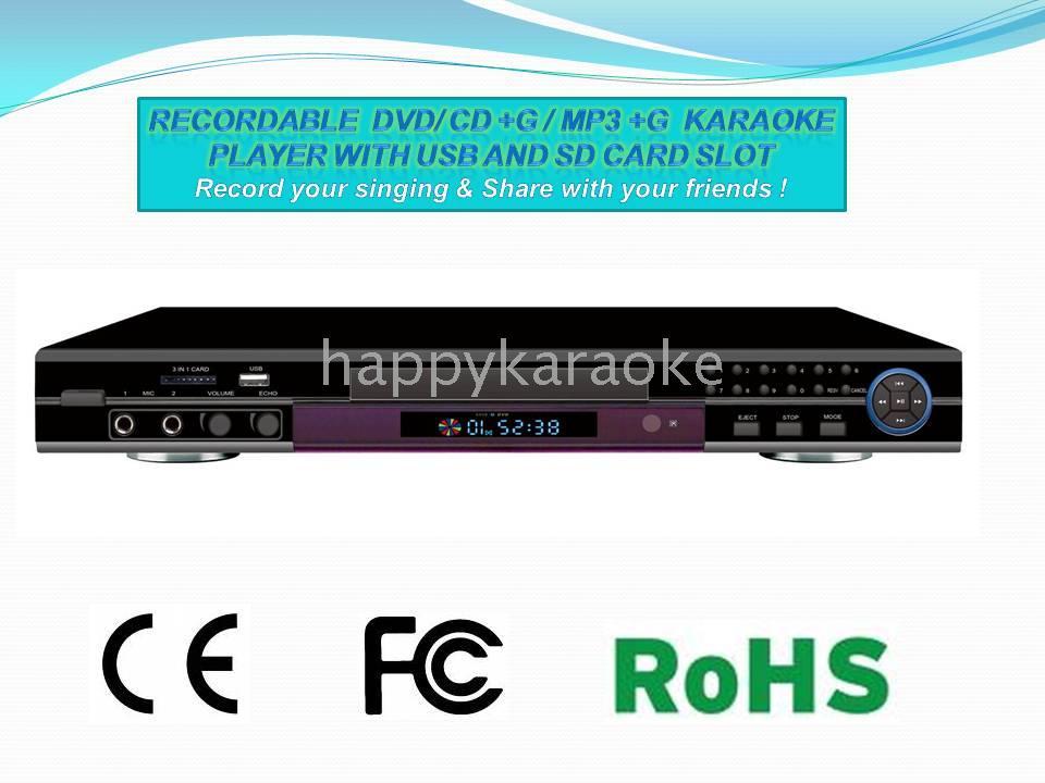 Recordable DVD/ CD G / MP3 G Karaoke Player with USB and SD CARD Slot