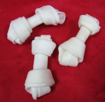 BLEACHED RAWHIDE KNOTTED BONE