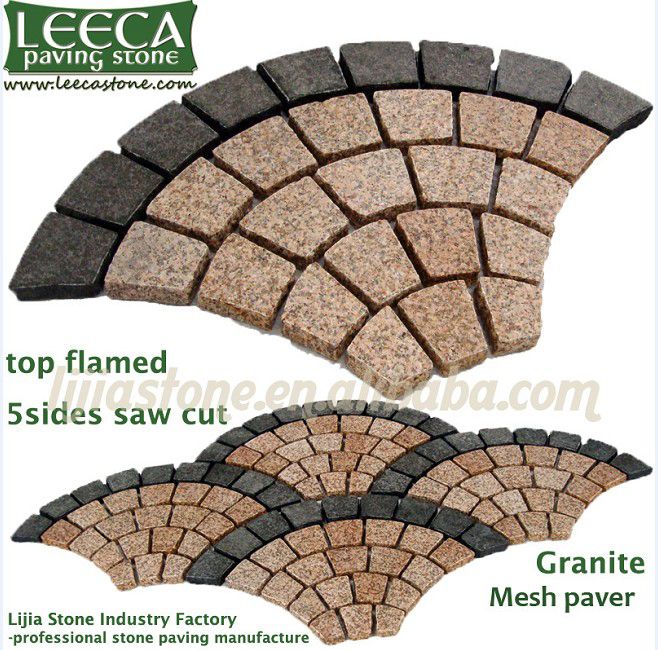 Fan pattern stone pavers, pavement