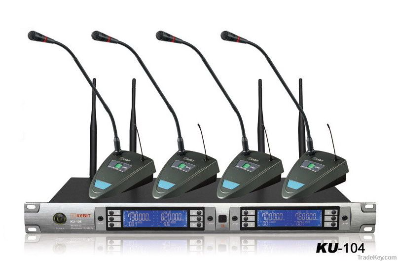 Uhf Four Channels Cordless Meeting Microphone System