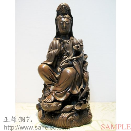 pure copper Kwan-Yin sculpture