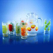 7-piece Drinking Glass Set with Six 8oz Glass Tumblers and 1.5L Pitche