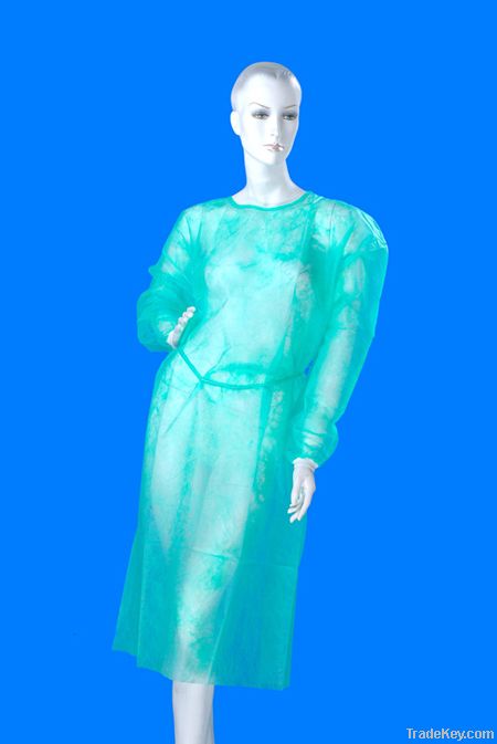 Disposable Non-woven 25gsm PP Green Surgical Gown with Long Sleeves
