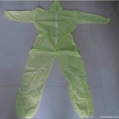 Disposable Non-woven Yellow Coverall with Hood and Waist Elastic