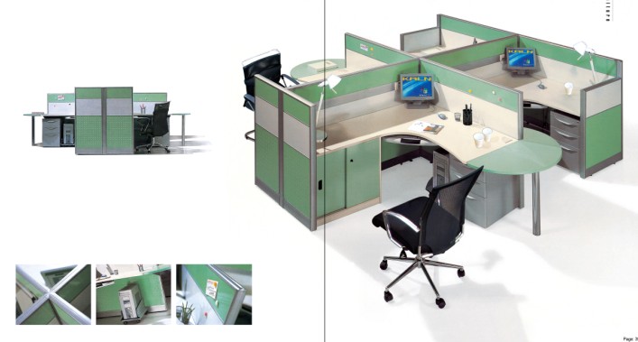 P57 Partition System, 57mm thickness, double raceway and soft board