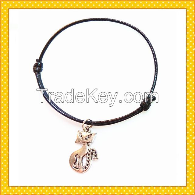 alloy cross new fashion pendent bracelet with wax rope charm bracelet