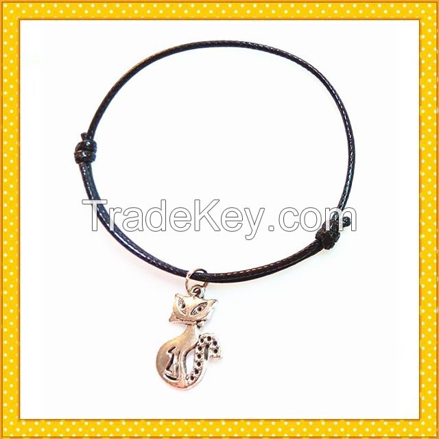 black rope adjustable promotional gift charm bracelet racing moto bracelet