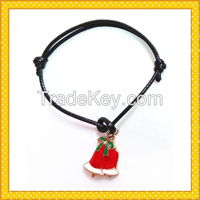 door bell shape wax rope promotional gift charm bracelet
