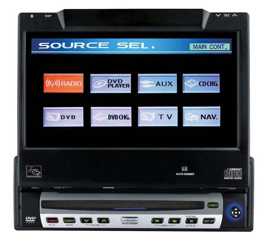 1 DIN Indash Car DVD Player with 7'' TFT-LCD Monitor