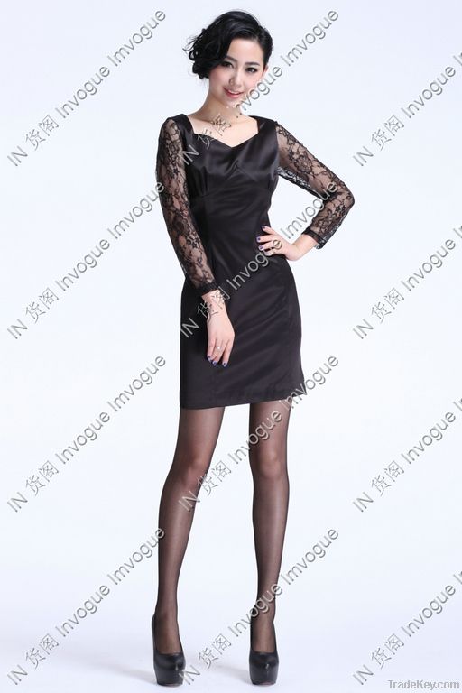 Fast Shipping! 10511 Sheer Black Lacey Long Sleeve dress