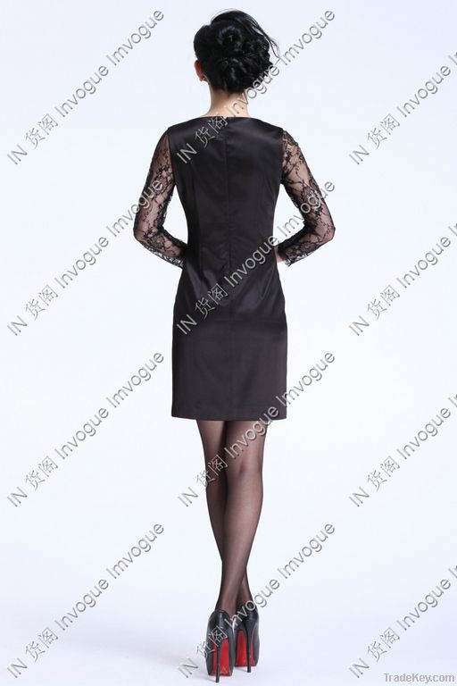 Fast Shipping! 10511 Sheer Black Lacey Long Sleeve dress