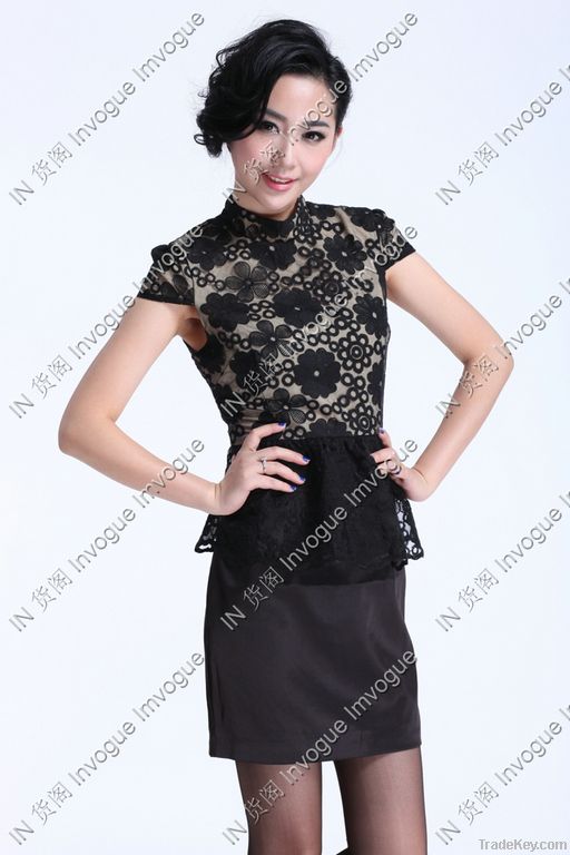 NEW arrival!! 10504 Charming Macrame Lace dress BLACK