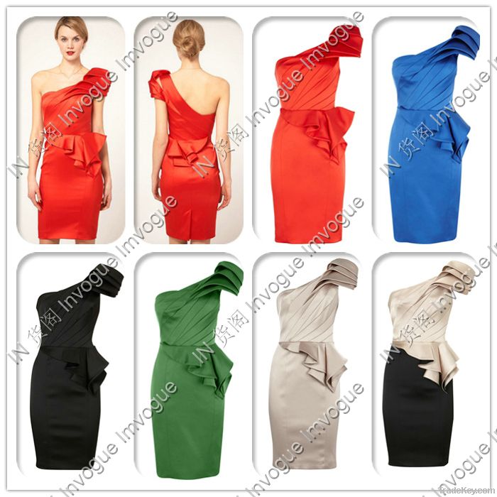 10501 ONE shoulder Layered Party& evening dress