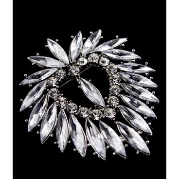 Clear Heart Rhinestone Brooch