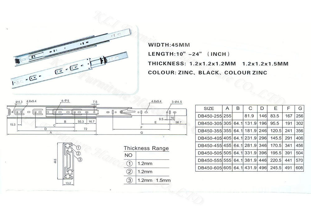 ball bearing slide, drawer slide, 2 fold ball bearing slide