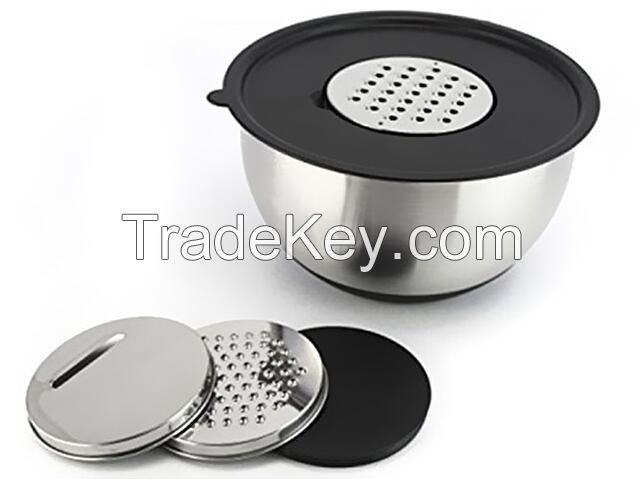 stainless steel mixing bowl set with graters