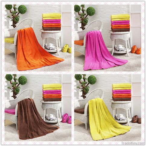 Solid Coral Fleece Blanket