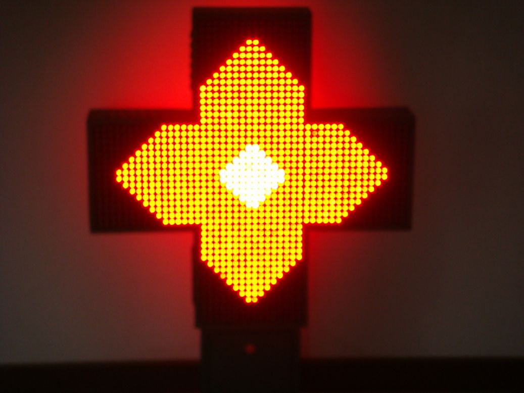 Full color LED pharmacy cross