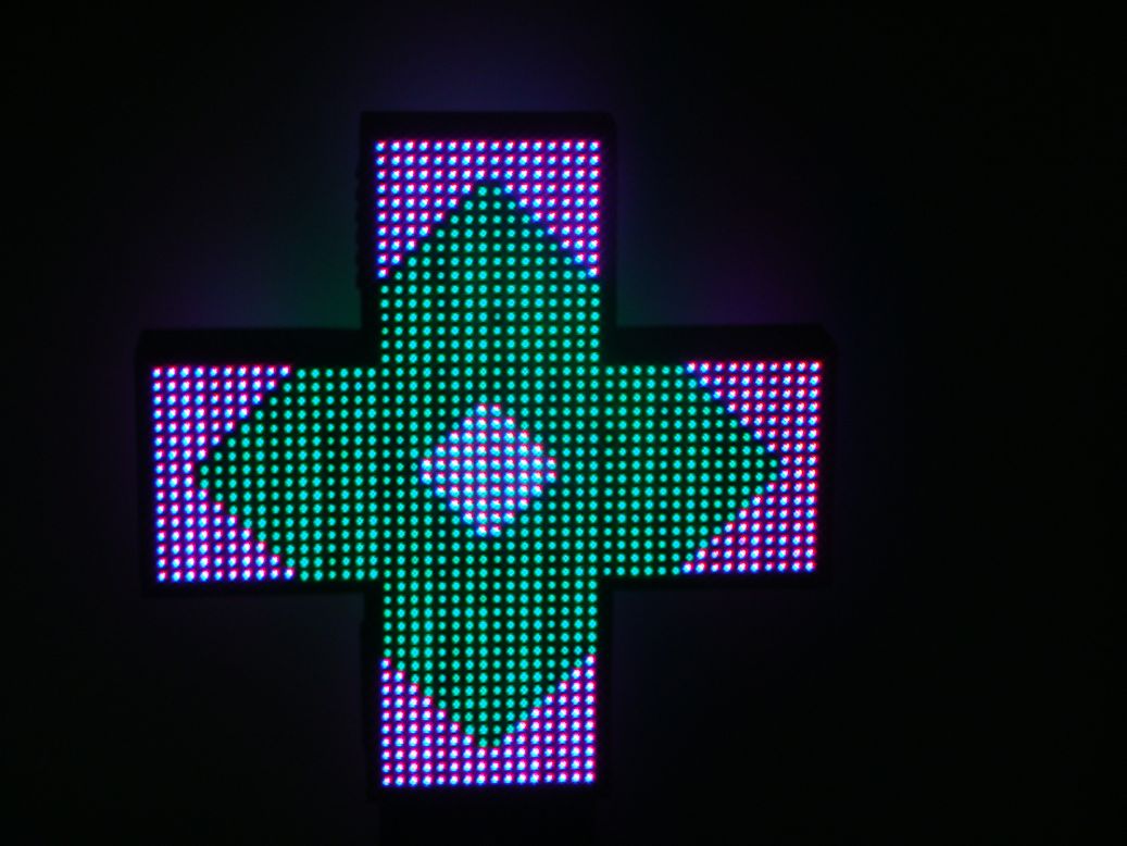 Full color LED pharmacy cross