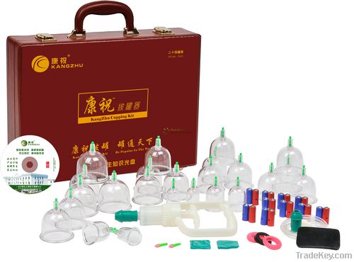 Luxury Cupping Massage Kit 24 Cups(Red Leather Case)