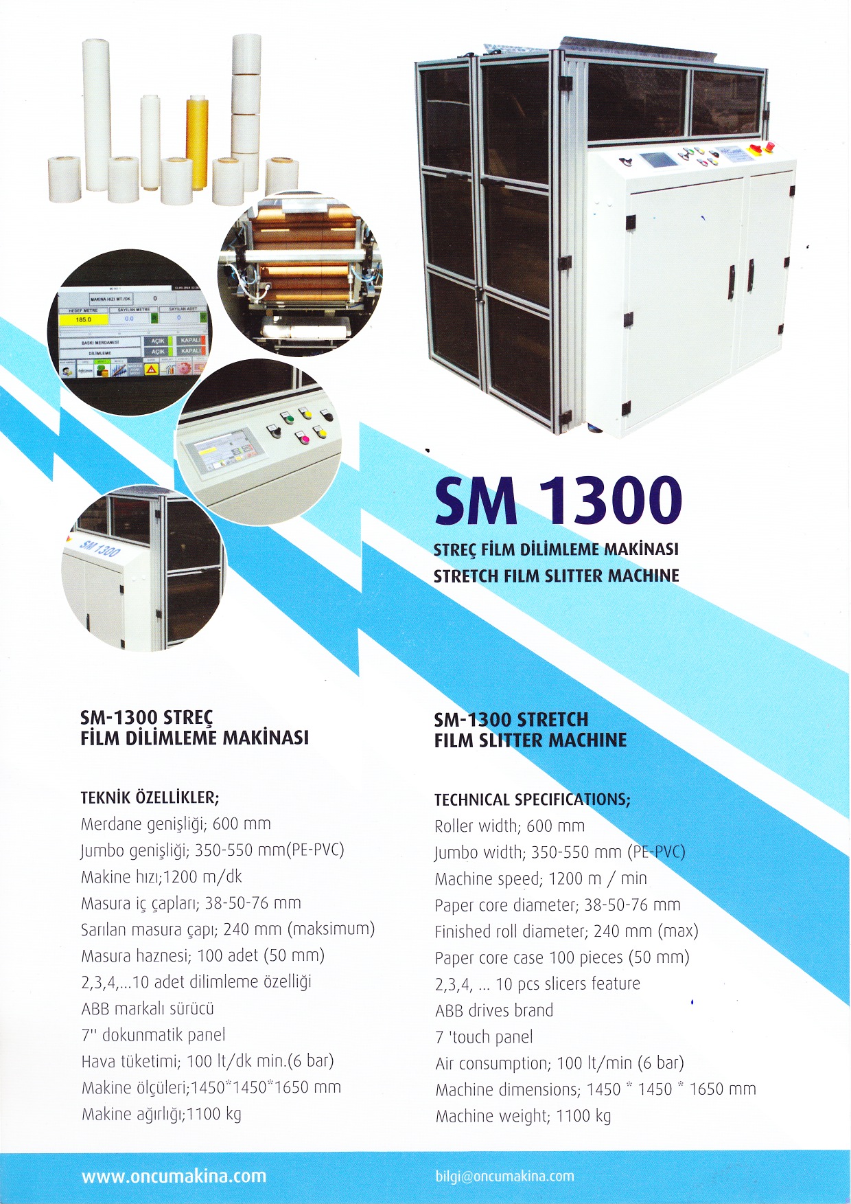 SM-1300 automatic stretch slitter rewinder machine