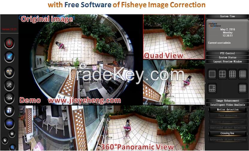 1.3MP 360degree Fisheye Panoramic IP Camera with Correcting Software