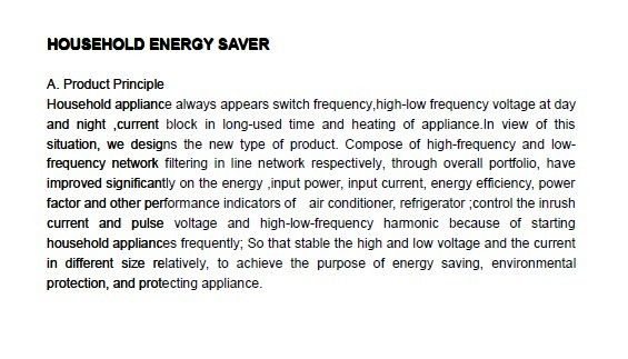 single phase household energy saver