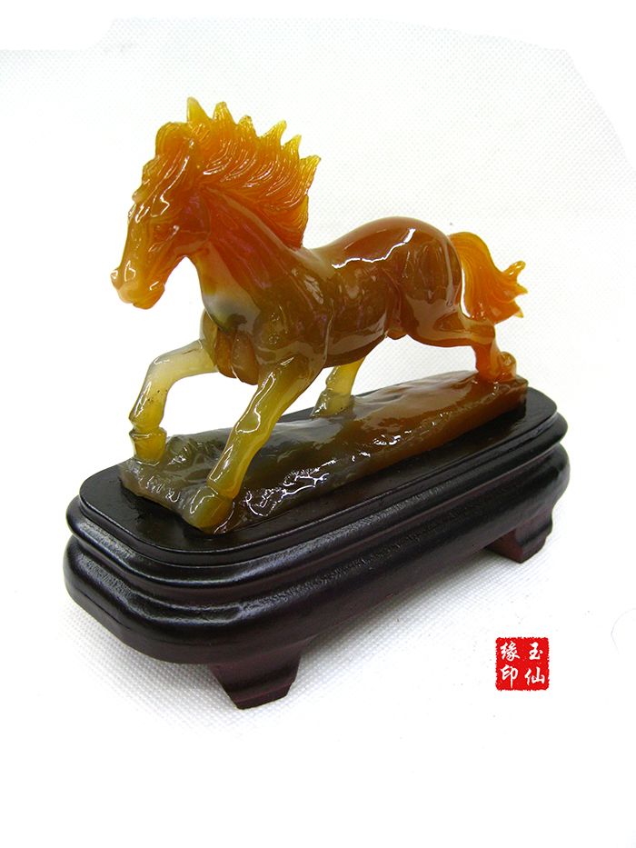 Gem stone  carving horse carvig nature red agate hand craft gift