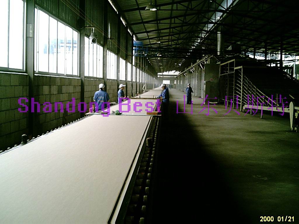 Paper surfaced gypsum board production line