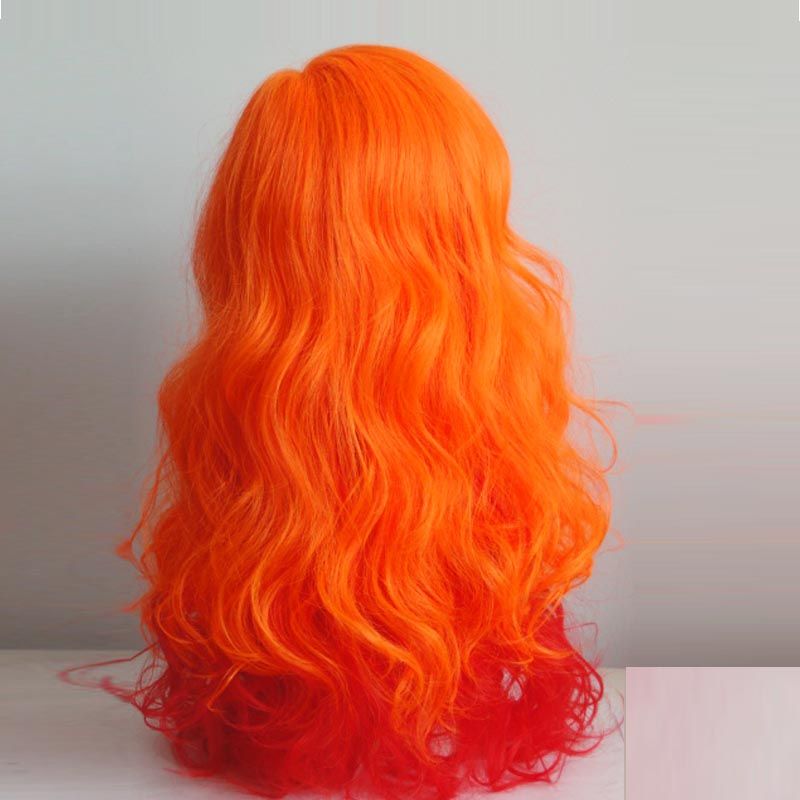 2013 new design"Premium synthetic hair with orange color mix rosy long and wave wig