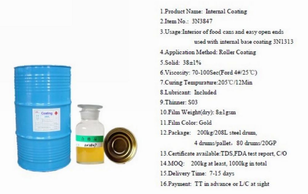 Tinplate Coating for food cans and easy open ends