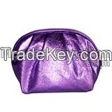 Purple PU bag Glossy pu bag Glossy leather bag Purple makeup bag Purple cosmetic bag Purple toiletry bag Wrinkle bag