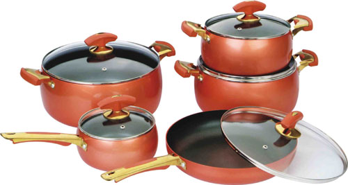 10PCS soft anodized belly cookware