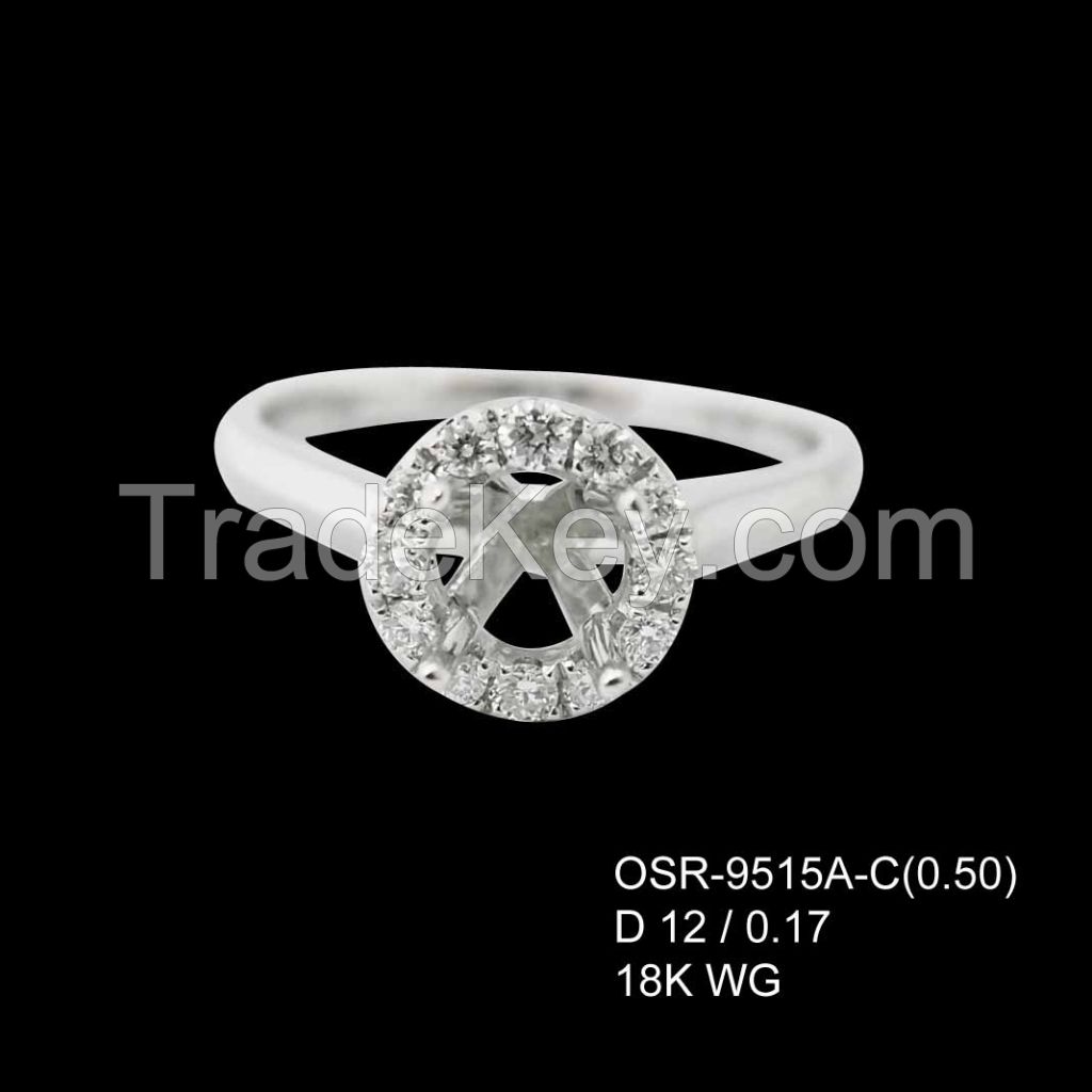 18K White Gold Semi Mounting Diamond Ring