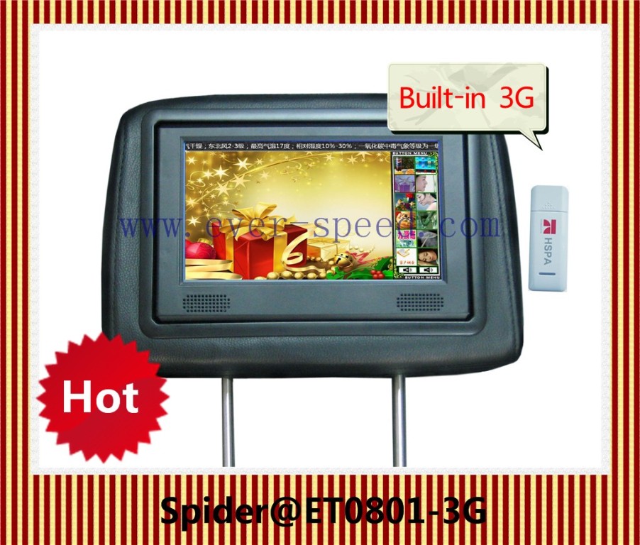 Spider ET0801-3G Taxi Headrest LCD ads Player/Taxi Media Signage