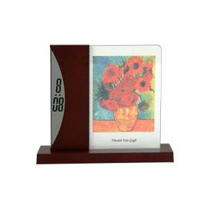 table LCD clock with photo frame