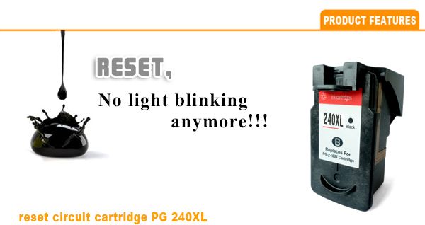 PG240 Chip Reset INK cartridge for canon PG-240 inkjet cartridge