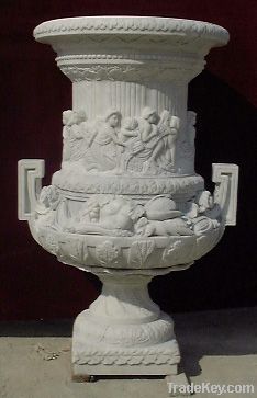 White marble carved flowerpot