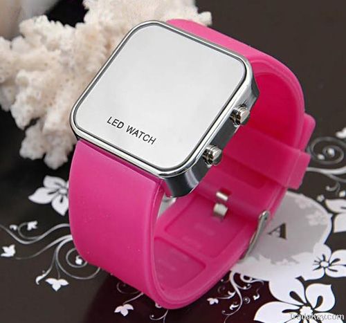 FASHION Mirror LED Digital Date Jelly Silicon Casual Sport Watch