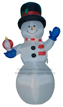 Inflatable Snowman with Rotating Ball on Hand